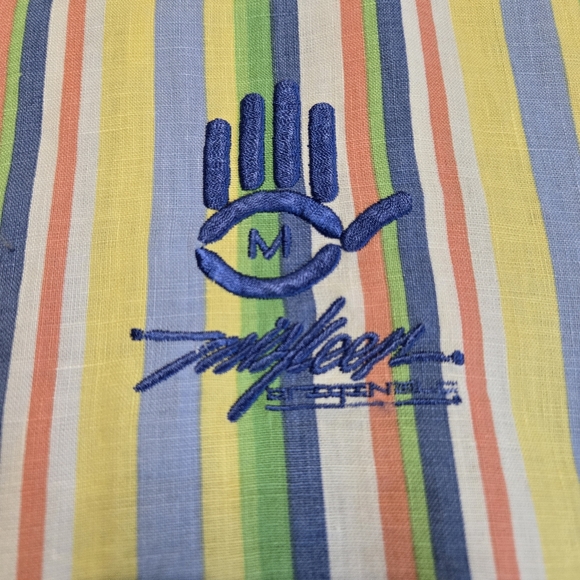 Miskeen Originals Mens 3XL 100% Linen Shirt NWT Short Sleeve Button Up Colorful - Picture 5 of 10